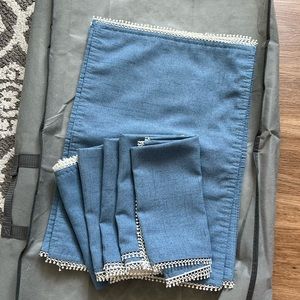 4 Blue chambray placemats and matching napkins